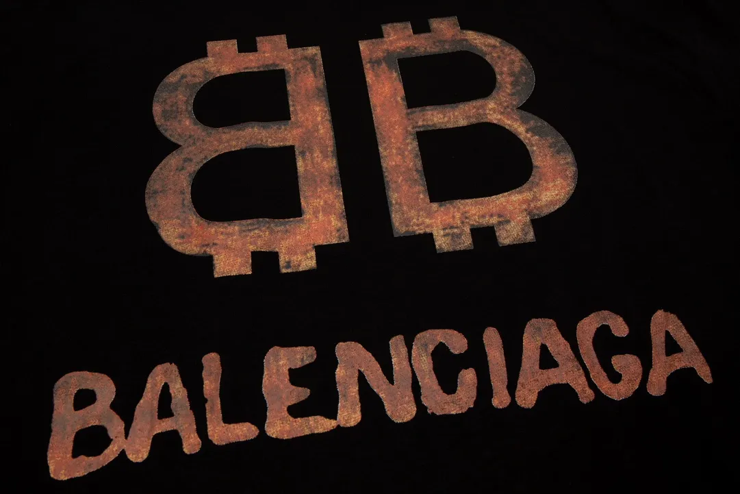 P80✨🔥 BALENCIAGA Paris lettering printed short-sleeved T-shirt, custom-woven and dyed 280g combed cotton heavyweight fabric, zero color difference in thread, perfect details, different from the current version on the market, welcome to compare, Same Style for men and women, must-sell in the picture above Color: White Black Size: 1 2 3 4